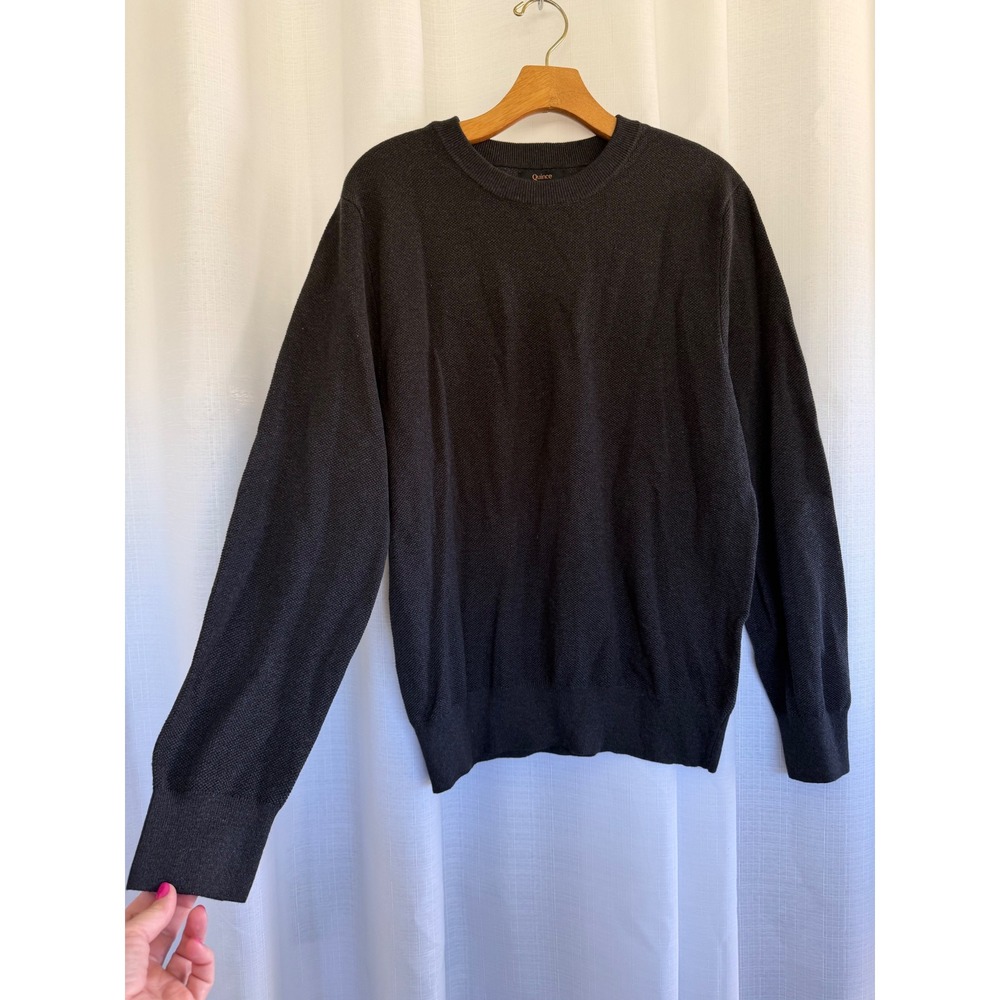 Quince Mens 100% Organic Cotton Pique Crewneck Sweater Size M Charcoal Gray